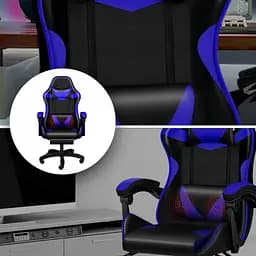 Крісло геймерське Yato Player з підставкою для ніг та масажем Blue/Black (100002) - мініатюра 8