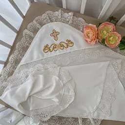 Крижма "Світлинка" інтерлок 75*100 см Betis Молочний із золотим