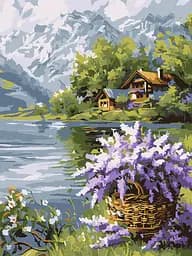 Набор для рисования по номерам "Бузковий кошик" Ideyka 30х40 см КНО6357