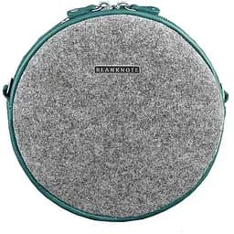 Кругла фетрова жіноча сумка Tablet з шкіряними бірюзовими вставками