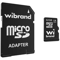 Карта памяти Wibrand microSDHC, 32Gb, Class10 UHS-I U1, адаптер SD (WICDHU1/32GB-A)