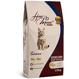 Сухий корм для стерилізованих дорослих котів How Meow Adult Cat з лососем 15 кг