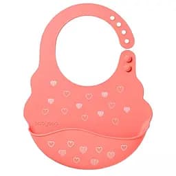 Нагрудник BabyOno Сердечки, мягкий, с регулируемой застежкой, розовый (829/04)