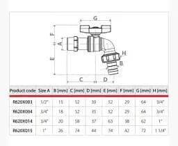 Кран кульовий Giacomini R620Х003 хромована латунь для поливу 1/2" 30412 - мініатюра 2
