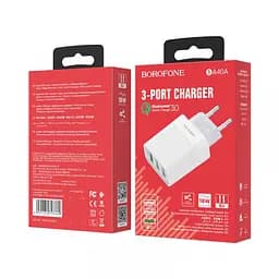 Блок питания на 3 выхода юбка Borofone BA40A Speedway 3USB/3A/18W QC3.0