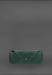 Кожаный чехол для очков с клапаном на резинке Зеленый Crazy Horse