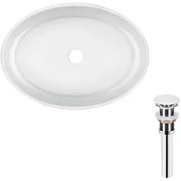 Комплект Qtap Kolibri: Раковина накладная овальная 500x360x140 мм White + Донный клапан PU02 (QT10113054WN47311)