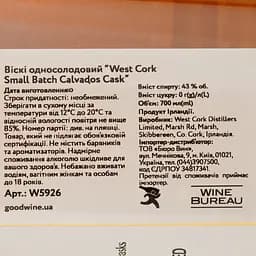 Віскі West Cork Calvados Cask Finished Single Malt Irish Whiskey 43% 0.7 л - мініатюра 4