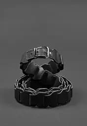 Женский кожаный бохо-ремень черный Saffiano