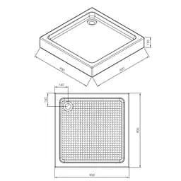 Душовий піддон Imprese 90x90x15 см квадратний в комплекті з сифоном s0949090S білий - мініатюра 2