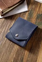 Кожаный кард-кейс (портмоне) 11.0 синий Crazy Horse