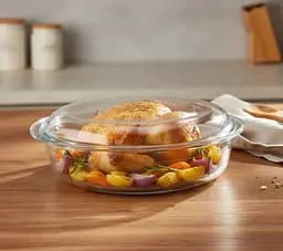 Противень овальный форма из жаропрочного стекла для запекания с крышкой и ручками 33×20 см 4 л S&T Прозрачный 88262