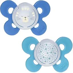 Силіконова пустушка Chicco Physio Comfort, люмінесцентна, 16-36 міс., блакитна, 2 шт. (74935.42.00.00)