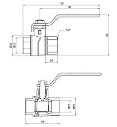 Кран кульовий Thermo Alliance Forte 1/2" ВВ прямий, PN40, важіль SF600W15 - мініатюра 4