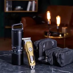 Подарунковий набір: професійна машинка для стрижки + термос 500 мл з нержавіючої сталі + прозорі несесери ПВХ (3 шт.) CP2026-23