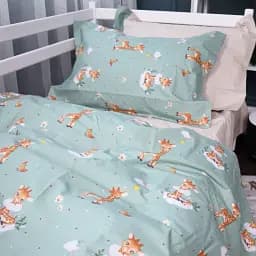 Наволочка MirSon Poplin Line Kids 02 Giraffe 45х45 см світло-зелена з бежевим (2200009711701) - мініатюра 5
