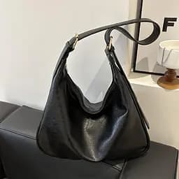 Шоппер большой из эко-кожи черный Lilly P4-6495A