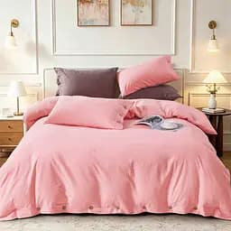 Комплект постільної білизни Lovely Svi варена бавовна (120 г/м2) Євро однотонний Рожевий (320326) - мініатюра 2