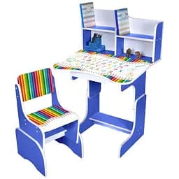 Дитяча парта Bambi N 2071-11-4 Олівці з укр. абеткою та стільчиком блакитна