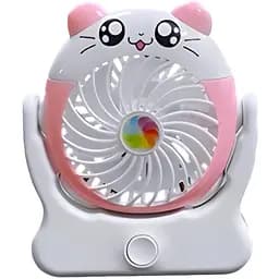 Дитячий настільний USB-вентилятор Mini Fan на акумуляторі рожевий (2628-G4)