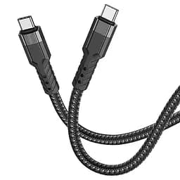 Кабель Hoco U110 Type-C to Type-C 60W charging data cable чорний - мініатюра 3