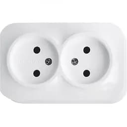 Розетка HOROZ ELECTRIC Eva, подвійна, накладна, біла