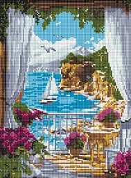 Набір з алмазною мозаїкою на підрамнику Сонячна гавань Ideyka AMO8134, 30x40 см