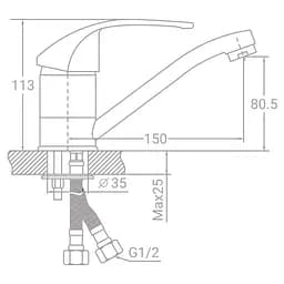 Змішувач для кухні TAU TAU SM-2B144C 9843120 - мініатюра 2