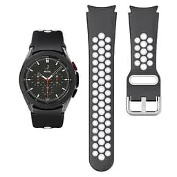 Ремінець для Samsung Galaxy Watch 4 Classic - чорно-білий ширина кріплення 20мм силікон перфорація розмір L Watchbands Uniq (WB00S4GALAXYUNIQ2CLASSIC) - мініатюра 3