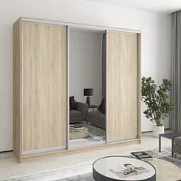 Шкаф-купе трехдверный MebelStar Стандарт AL 2ДСП/Зеркало 220x60x210 см Дуб сонома (MBS-2924)