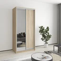 Шафа-купе дводверна MebelStar Стандарт AL ДСП/Дзеркало 100x45x210 см Дуб сонома (MBS-2369)