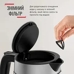 Tefal Електрочайник Glass Kettle 1.7л, скло, з підсвіткою, чорно-срібний - мініатюра 8