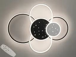 Гармонійна стельова світлодіодна люстра з пультом, 115Вт, білий+чорний