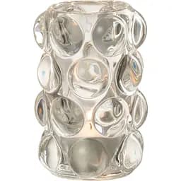 Свічник J-LINE скляний з об'ємними бульбашками прозорий 12 см (30355)