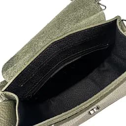 Сумка жіноча на плече кросбоді з натуральної шкіри флотар та замші повсякденна середня Firenze Italy F-IT-9887GR-D Зелений - мініатюра 3