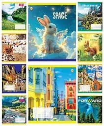 Тетради ученические 96 листов клетка Твердая Микс 1, 10 шт. в упаковке