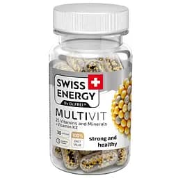 Мультивитамины с витамином К2 Swiss Energy Multivit 25 Vitamins and Minerals+Vitamin K2 30 капсул