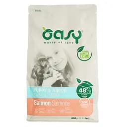 Сухий корм Oasy Oap Puppy Small/Mini для цуценят з харчовою непереносністю, підвищеною чутливістю кишківника та шкіри з лососем 800 г - мініатюра 2