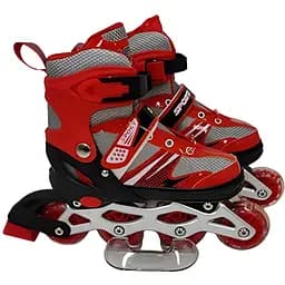 Ролики RS-0038 S (31-34) с подсветкой красные