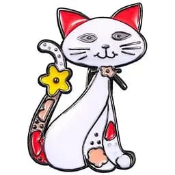Брошь Котик брошь-булавка белая