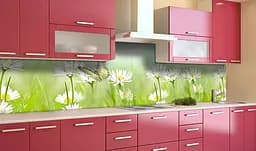 Вініловий кухонний фартух Польові Ромашки наклейка для кухні ПВХ метелик Квіти Зелений Happy Pocket Z181637 - мініатюра 3