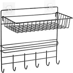 Полка навесная Stenson TD01344 30x14x29 см 2 яруса черная (25541)