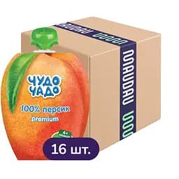 Упаковка пюре Чудо-чадо Персик без сахара пауч 1.44 кг (90 г х 16 шт.)