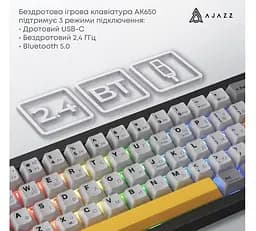 Клавиатура игровая механическая беспроводная Ajazz AK-650B Black RGB Flying Fish Switch Hot-Swap 2.4G/Bluetooth/USB - мініатюра 7