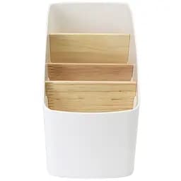 Органайзер для дрібниць MVM, білий з деревом (FH-01 WHITE/WOOD)