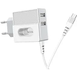 Зарядний адаптер Hoco C75 Imperious DC5V 2.4 A EU штекер подвійний USB вихід