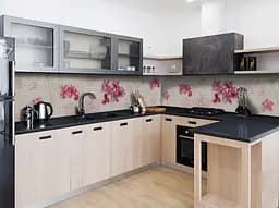 Вініловий кухонний фартух Рожеві квіти наклейка ПВХ квіткова абстракція 60х250 см Happy Pocket Z181638 - мініатюра 3