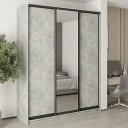 Шкаф-купе трехдверный MebelStar Комбо BG 2ДСП/Зеркало 190x60x240 см Бетон (MBS-9679)