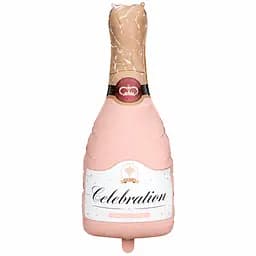 Фольгированный шарик JS Balloon фигура "Шампанское Сelebration" наполнение воздухом или гелием для тематических вечеринок Розовый