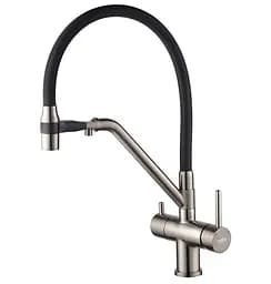 Смеситель для кухни на две воды с гибким изливом Koer KB-72006-07 KR3382 Графит